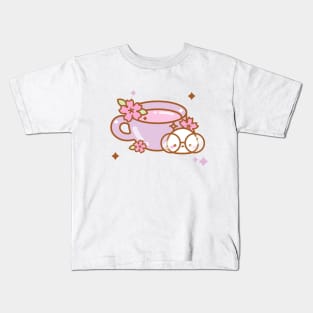 Cute Sakura Tea Kids T-Shirt